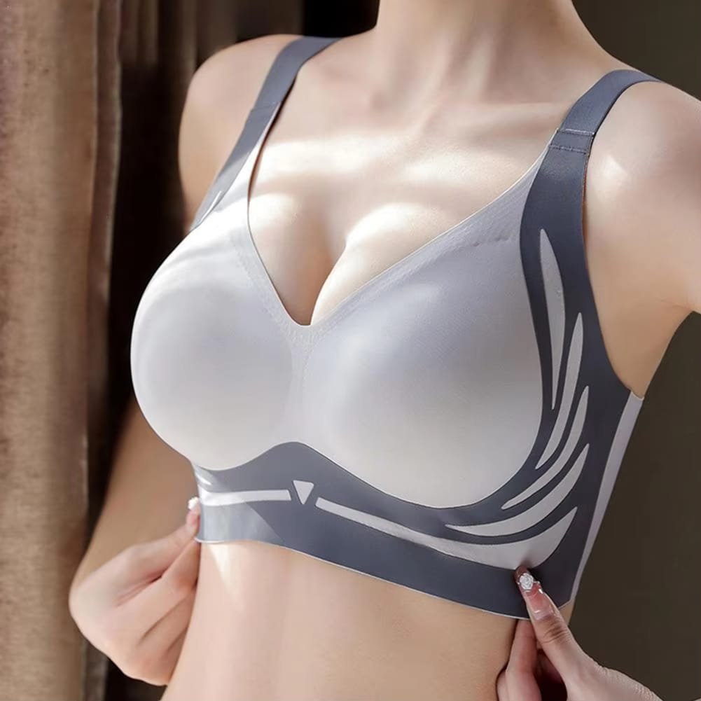 Everlooms BreezeFit Wireless Bra - White/Gray, 36
