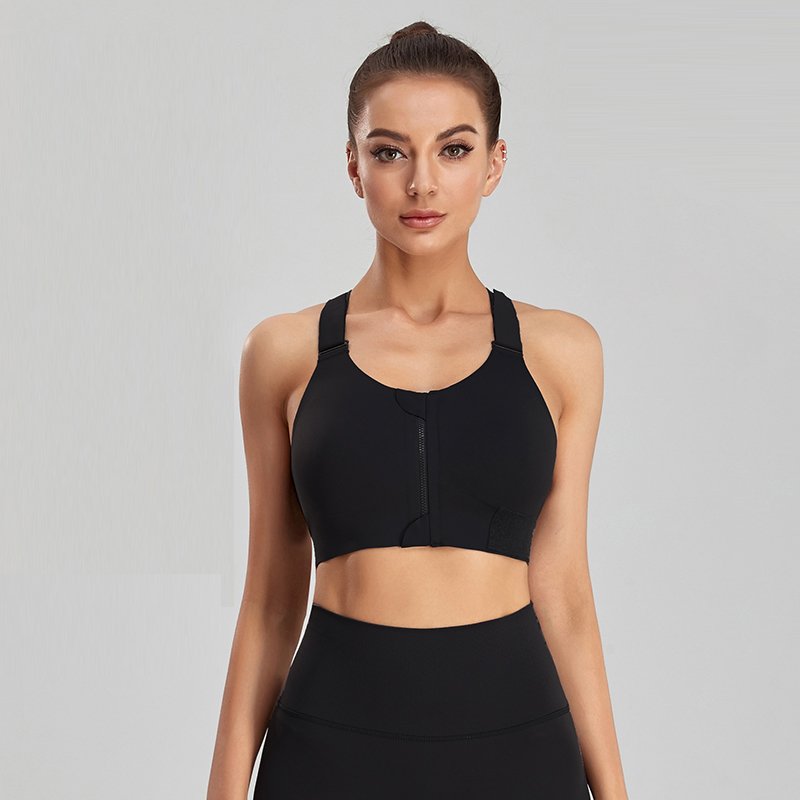 Everlooms PowerZip Lumber-Support Sports Bra - Black, S